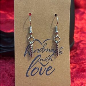 J117 Handcrafted Sterling Silver and Red Stone Earrings
